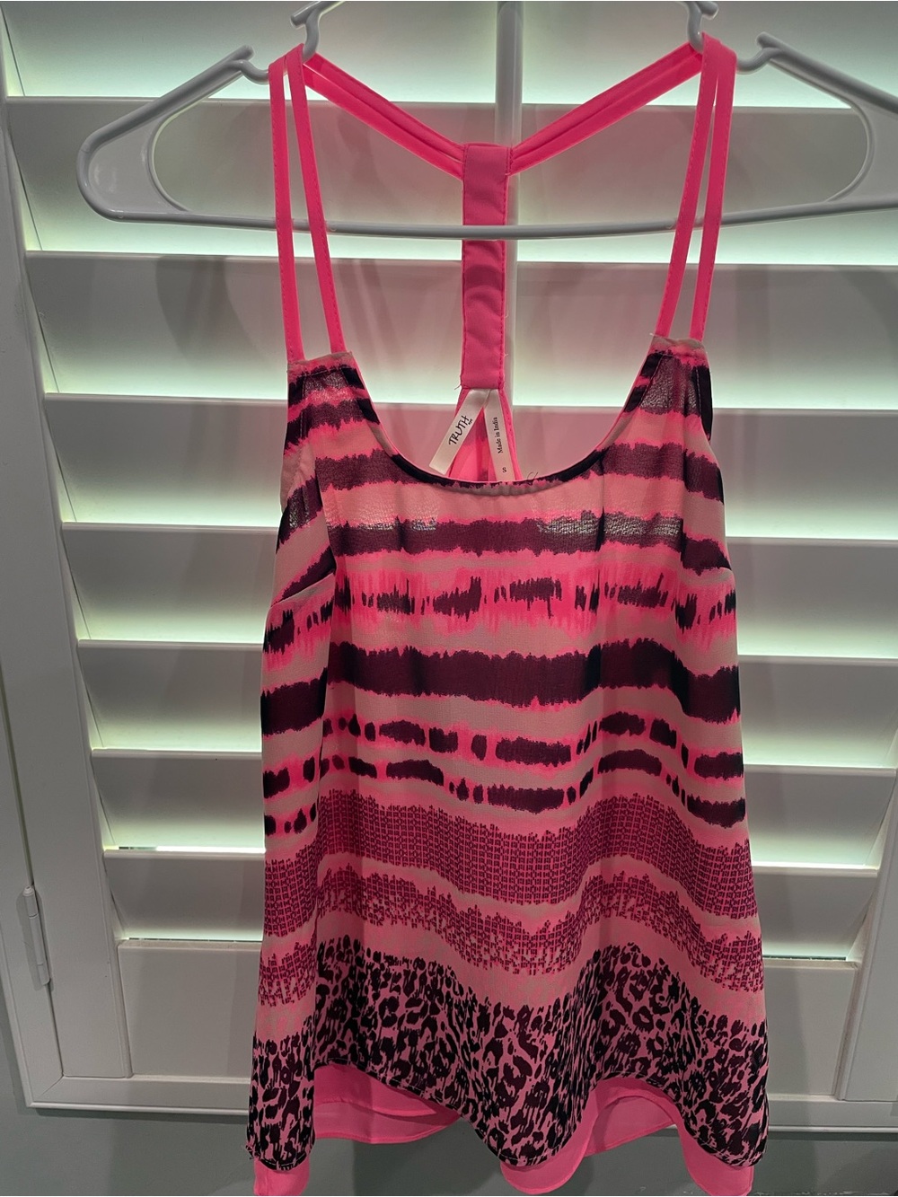 Truth Neon Pink and Black Patterned Tank Top